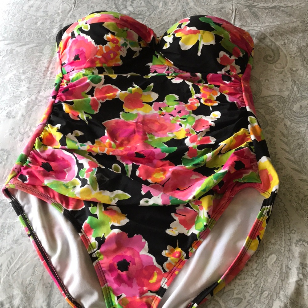Floral one piece bathing suit